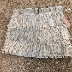 Wildflowers White Rhinestone Fringe Mini Skirt W/Belt Country/Western NWT Large